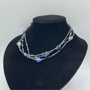Vintage Handbeaded Triple Strand Mermaid Necklace